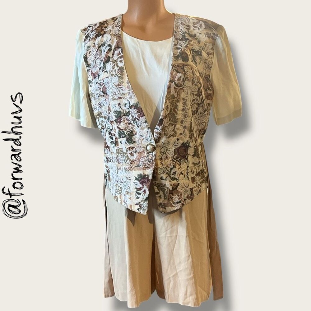 Vintage 80s Breakin’ Loose Jumpsuit Shorts Set – Tapestry Vest – Size 11/12